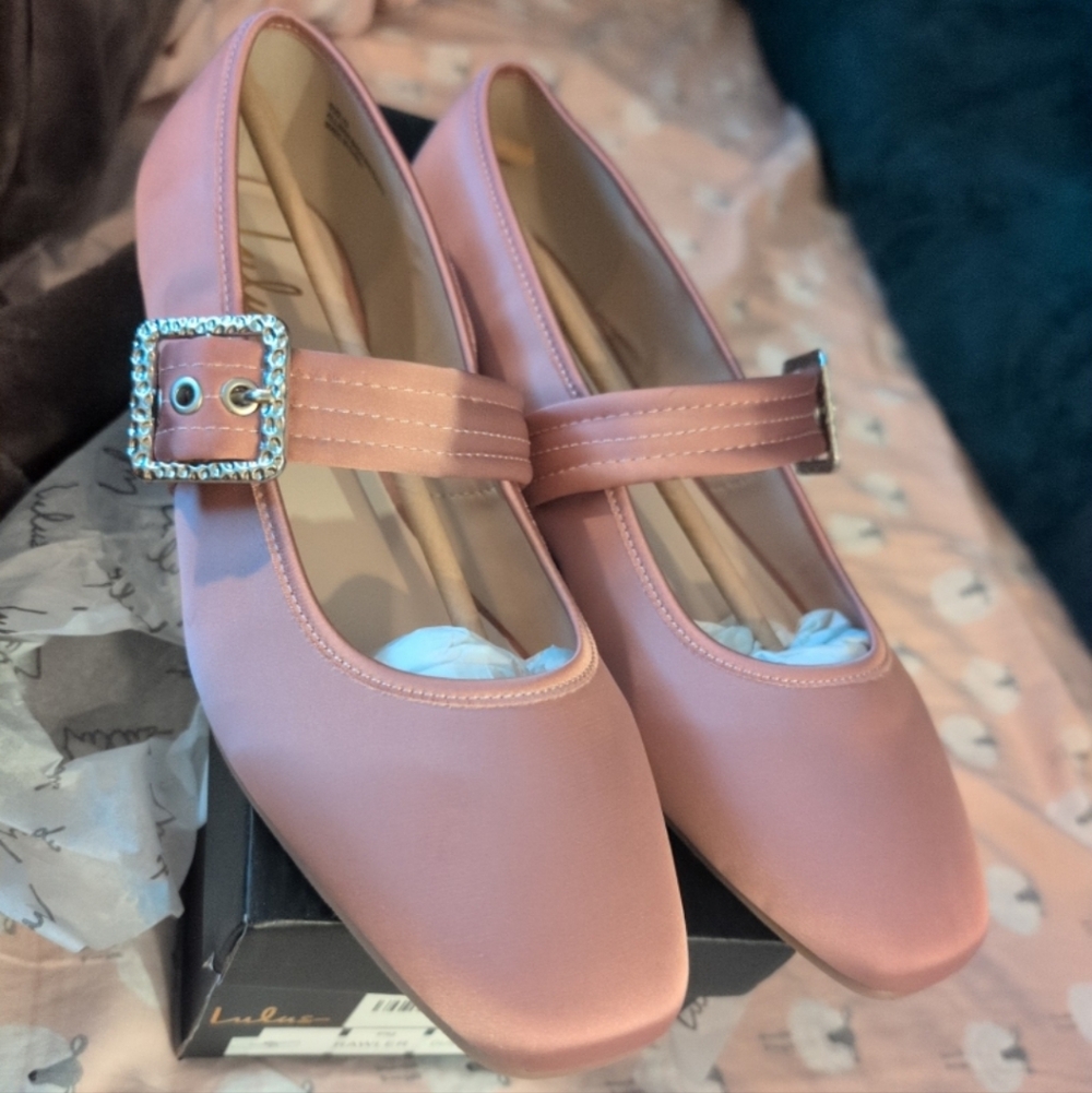Lulu's Blush Pink Mary Jane Flats with Buckle